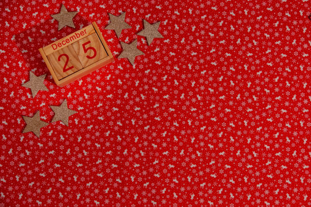 istock Christmas holidays composition on red background with copy space for your text, Flatlay on red background 1292558581