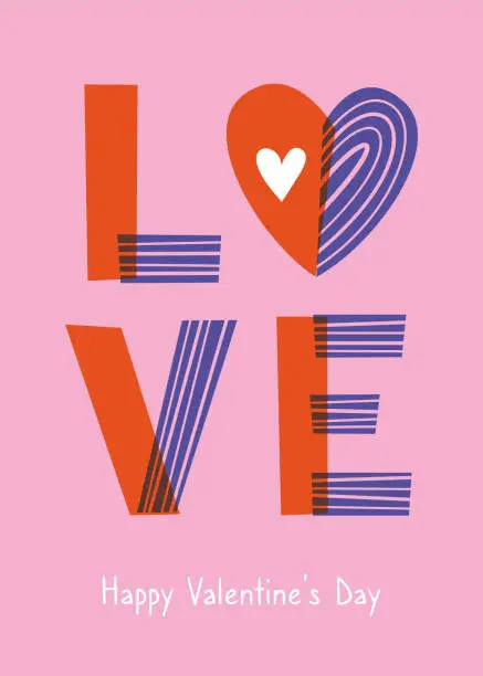 Vector illustration of Valentine’s Day greeting card with hearts.