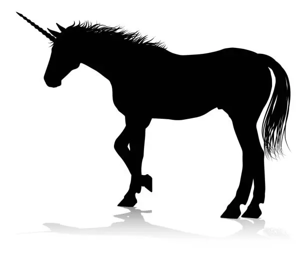 Vector illustration of Unicorn Silhouette Horned Horse