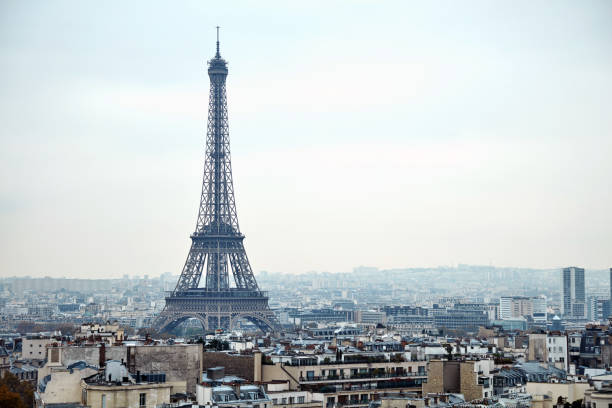 istock Panoramic view of Paris from Arc de Triomphe, center of Paris. 1292563395