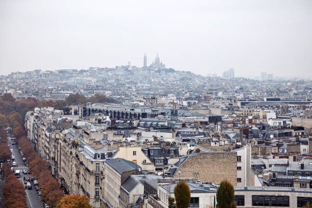 istock Panoramic view of Paris from Arc de Triomphe, center of Paris. 1292563469