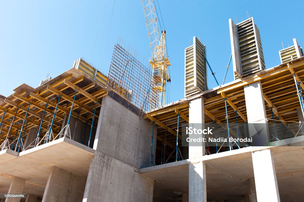 Construction of new high-rise office building Religious Mass Stock Photo