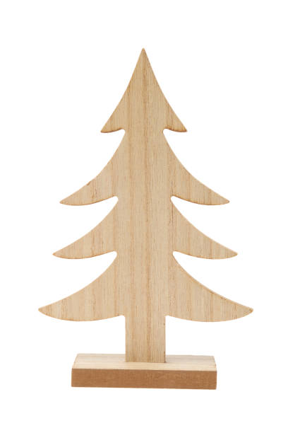 istock Wooden Christmas tree isolated on white background. 1292569077
