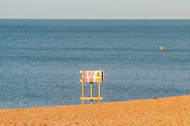 istock Warning Signs on Black Rock Beach in Brighton, England 1292570729