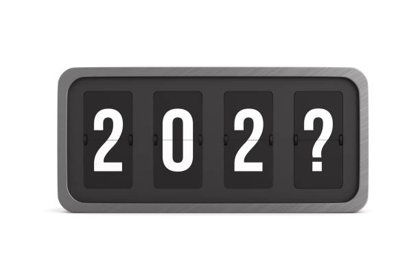 istock Flip black scoreboard on white background. unknown new year. Isolated 3D illustration 1292574343