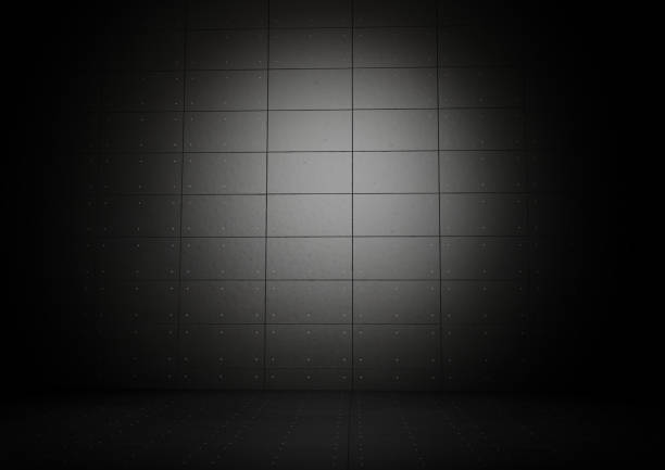 istock Metal bricks of wall and floor dark room background image 3d rendering 1292575248