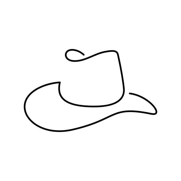 Felt hat Cowboy hat in continuous line art drawing style. Abstract felt hat or panama minimalist black linear design isolated on white background. Vector illustration cowboy hat stock illustrations