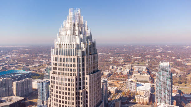 Aerial photo Bank of America Charlotte tower Charlotte, NC, USA - December 10, 2020: Aerial photo Bank of America Charlotte tower bank-of-america stock pictures, royalty-free photos & images