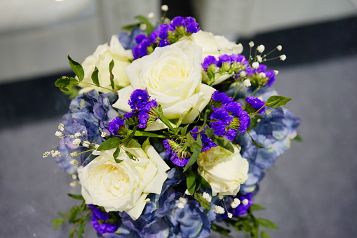 Close-up Valentine's Day Bouquet purple White flowers