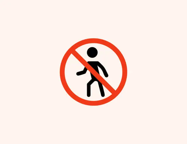 Vector illustration of No Pedestrians vector icon. Isolated No People, No Walking prohibited flat, colored illustration symbol - Vector