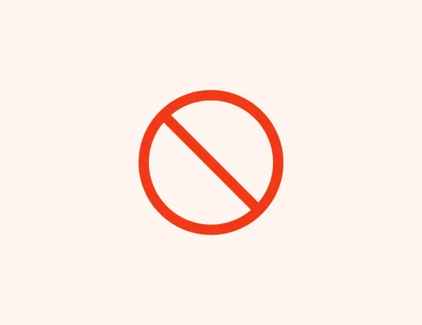 Vector illustration of Prohibited vector icon. No Entry Sign. Isolated Red Circle Crossed flat, colored illustration symbol - Vector