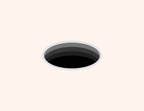 ilustrações, clipart, desenhos animados e ícones de ícone vetorial do buraco redondo negro. símbolo de ilustração de cor plana e colorida do buraco isolado - vetor - sink hole