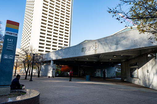 Atlanta, GA, USA - December 10, 2020: Marta transit station Atlanta GA USA