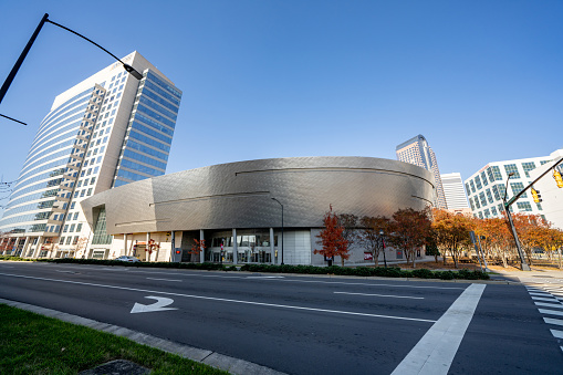 Charlotte, NC, USA - December 11, 2020: Photo of the NASCAR Hall of Fame in Charlotte North Carolina