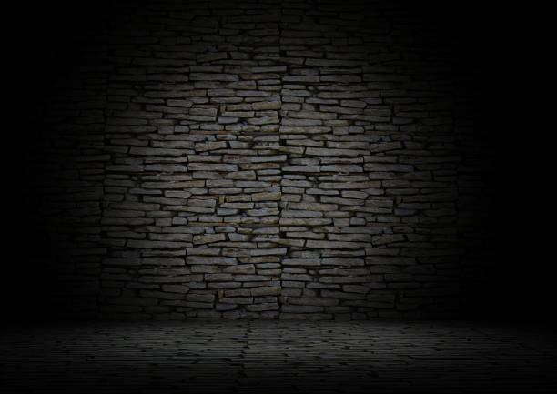 istock Natural rocks covering floor and back wall viewed from front 3d rendering 1292583067