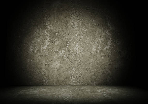 istock Plaster room and floor with grain stains and scratches front view 3d rendering 1292583077