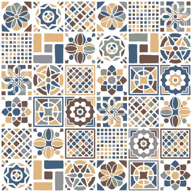 Vector illustration of Mexican Quilt Seamless Pattern