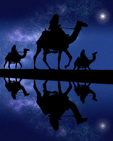 Three wise men on the way to Bethlehem - Christmas - three magi