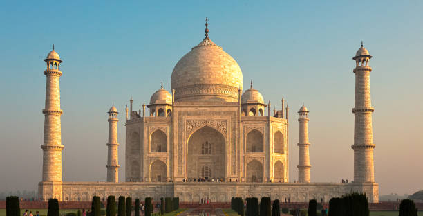 People visiting the magnificent Taj Mahal in Agra.
