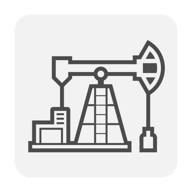 illustrations, cliparts, dessins animés et icônes de conception d’icône de vecteur de pompe à huile. - crane mobile crane derrick crane construction vehicle