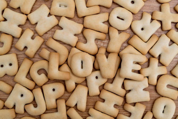 Word love made of letter biscuits.