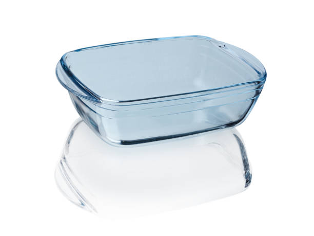 istock Empty glass, transparent baking tray. Isolated on a white background with reflection 1292598217