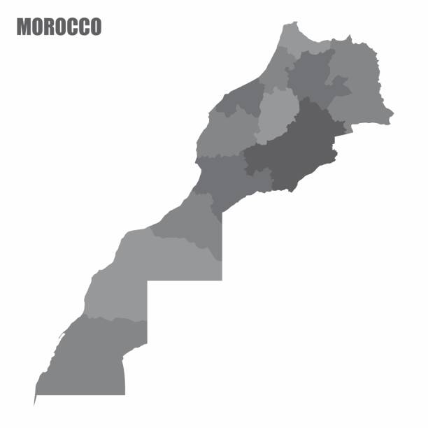 Morocco regions map The Morocco isolated map divided in regions with Western Sahara western sahara stock illustrations