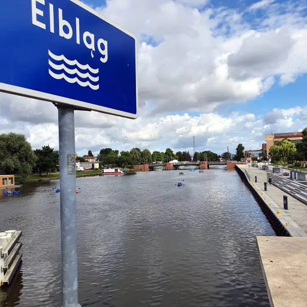 By the river Elblag in the Polish city of Elblag