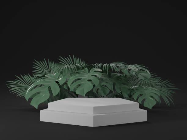 istock 3D rendering podium geometry with gold elements. Abstract geometric shape blank podium. Minimal scene square step floor abstract composition. 1292604562