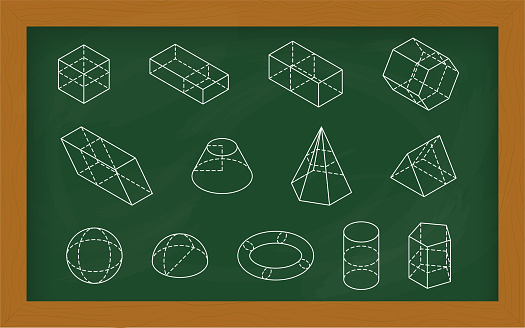 Isomorphic Board Green School Board With Isometric Basic Figures Stock Illustration ...