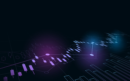 Financial Chart With Moving Up Stock Market Graph In Neon Light Colour  Background Stock Illustration - Download Image Now - iStock