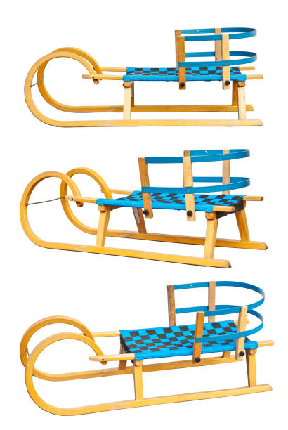 istock Wooden sleigh isolated on a white background. Classic old sleigh in different angles. 1292609640