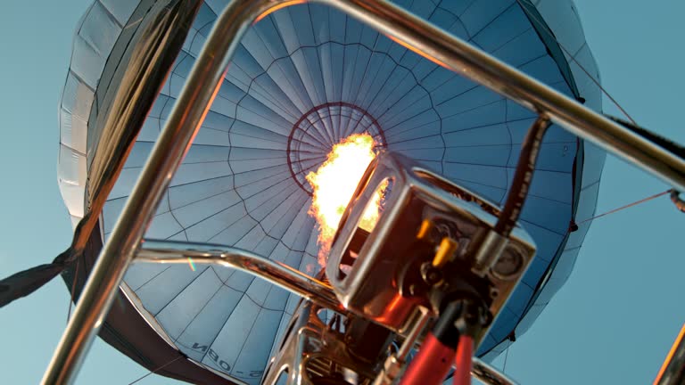 SUPER SLOW MOTION Flame inflating hot air balloon