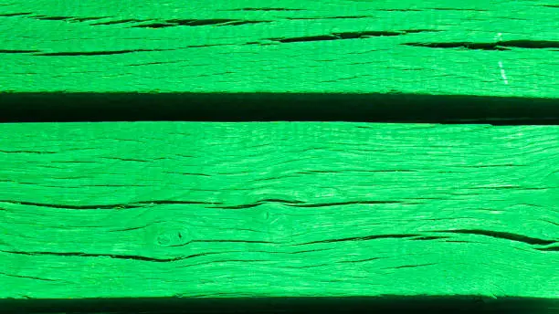 Photo of Banner of green wooden texture background. Horizontal view.