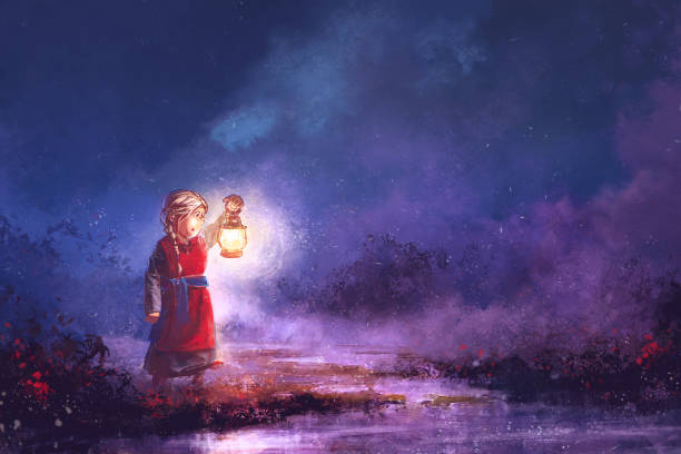 Free Stock Photo of Little Girl With Lantern in Snow | Download Free ...