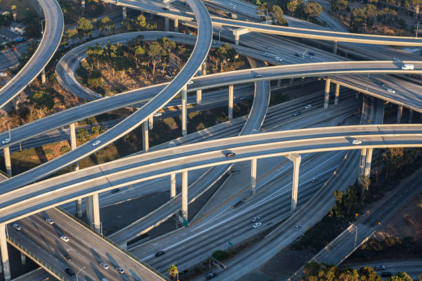 Los Angeles 110 and 105 Freeway Interchange Aerial