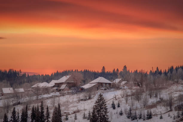 istock Red Dawn 2. December sunrise in Kusye-Aleksandrovsky. 1292611634