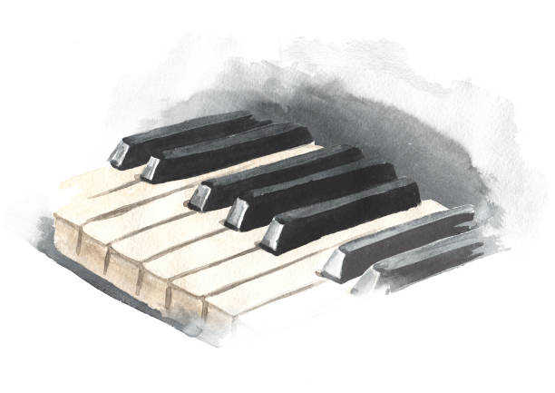 istock Piano keys. Hand drawn watercolor illustration isolated on white background 1292612837