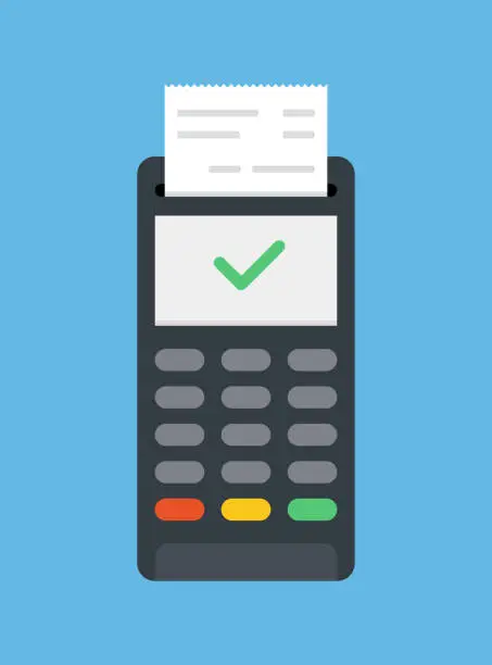Vector illustration of Payment with Terminal. Bank Transaction. Isolated on White Background. Vector Illustration