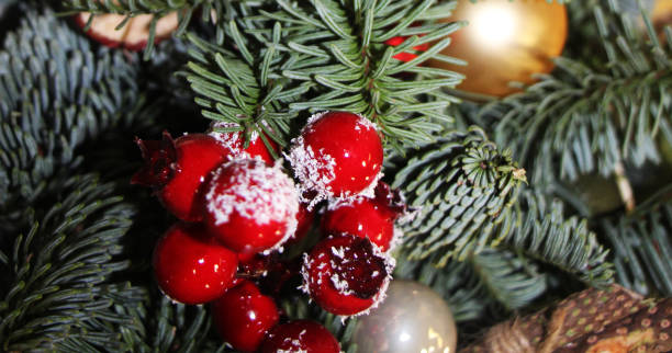 istock Christmas decorations on the branches of fir Christmas tree 1292616263