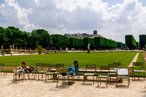 Paris, France - May 24, 2018: A people resting in Luxembourg Gardens in Paris.