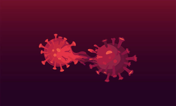 Covid-19 mutation. New variant of coronavirus. Changing genetic structure to new strain. Named VUI-202012. Vector illustration of process with the spike protein. deformed stock illustrations
