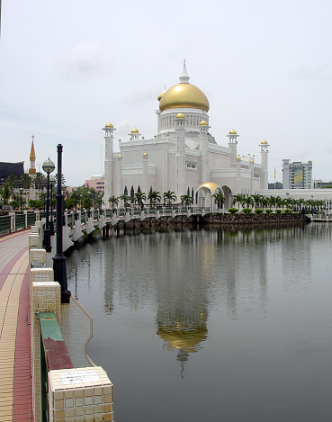 Looking out at the Sultan Omar Ali Saifudden Mosque in Brunei.