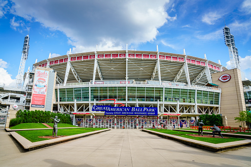 Cincinnati, Ohio, August 29, 2020: Great American Ball Park stadium, the home to Cincinnati Reds baseball team