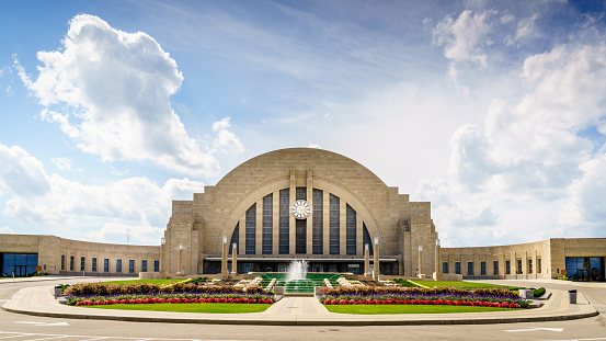 Cincinnati, Ohio, August 29, 2020: Historic Cincinnati Union Terminal building housing the Cincinnati Museum Center that includes three museums, a library and a theater