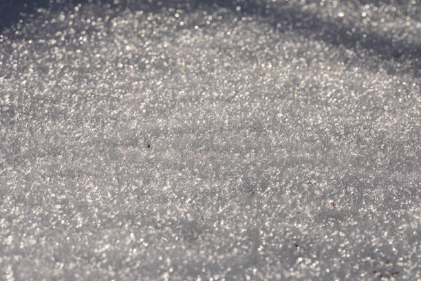 Macro view of snow crystals during winter season, FVG region , Italy.