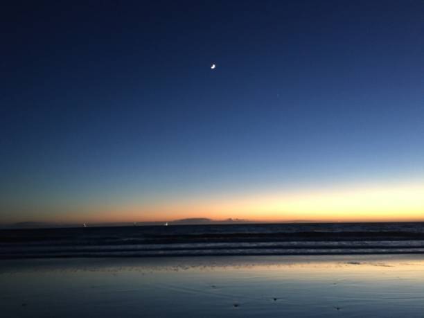 istock The moon rises over Blue sand at the beach before dark 1292625798