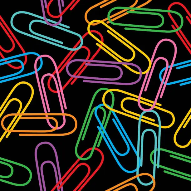 Vector illustration of Big Colorful Paper Clips Seamless Pattern