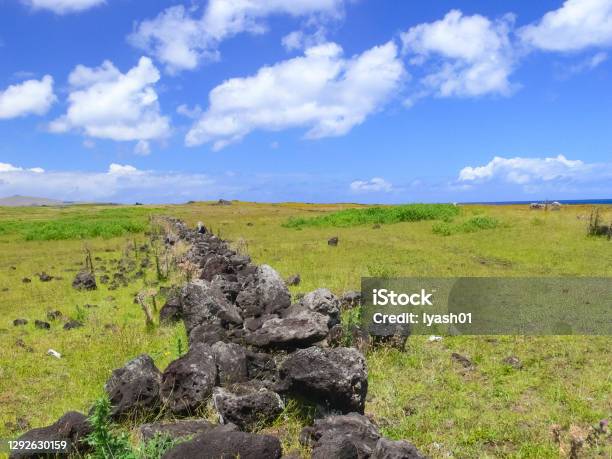 Orongo The Relevance Of Easter Island Stock Photo - Download Image Now - Kau District, Grass, Ancient
