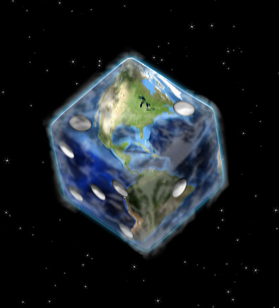 Planet Earth in dice shape. 3D rendering